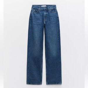 Zara straight cut beaded jeans - high waist